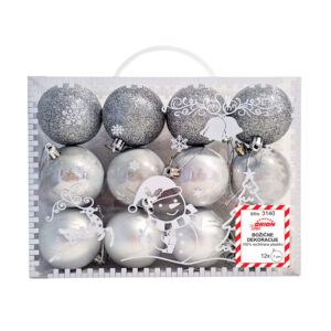 KUGLICE PLASTIČNE, SREBRNE, Ø7cm